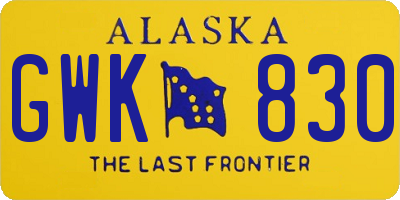 AK license plate GWK830