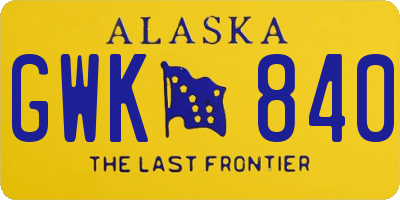 AK license plate GWK840