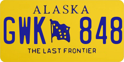 AK license plate GWK848