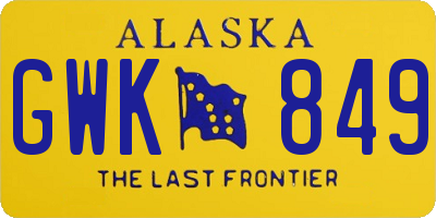 AK license plate GWK849