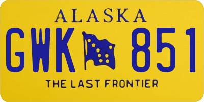 AK license plate GWK851