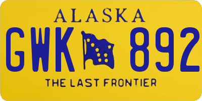 AK license plate GWK892