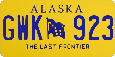 AK license plate GWK923