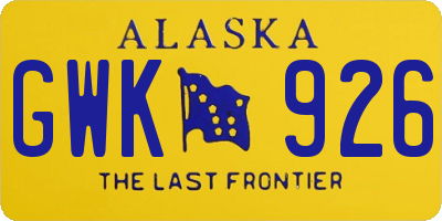 AK license plate GWK926