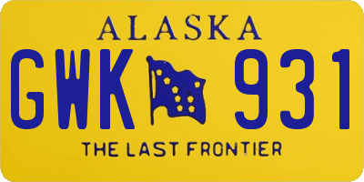 AK license plate GWK931