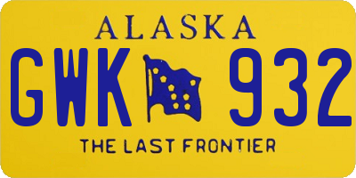 AK license plate GWK932