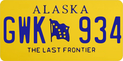 AK license plate GWK934