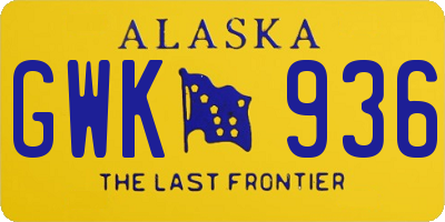 AK license plate GWK936
