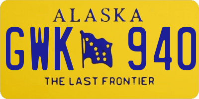 AK license plate GWK940