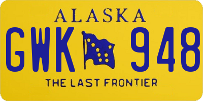AK license plate GWK948