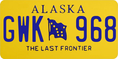 AK license plate GWK968