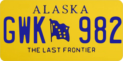 AK license plate GWK982