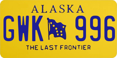 AK license plate GWK996