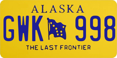 AK license plate GWK998