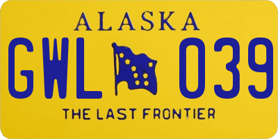 AK license plate GWL039