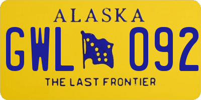 AK license plate GWL092