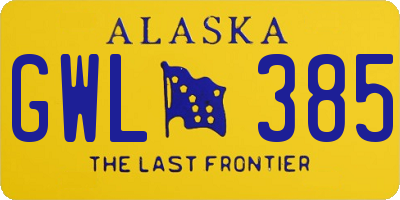 AK license plate GWL385