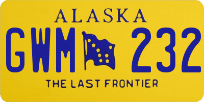 AK license plate GWM232