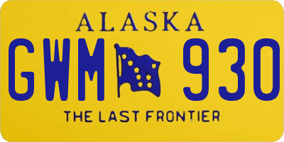 AK license plate GWM930