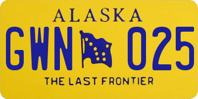 AK license plate GWN025