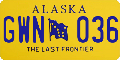 AK license plate GWN036