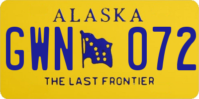 AK license plate GWN072
