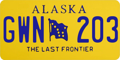 AK license plate GWN203