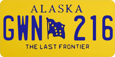 AK license plate GWN216