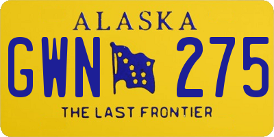 AK license plate GWN275