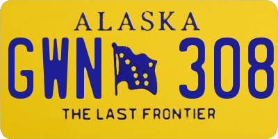 AK license plate GWN308