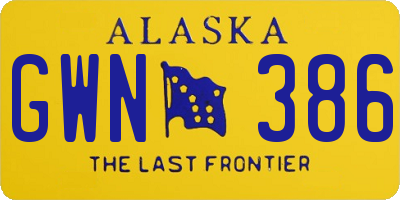 AK license plate GWN386