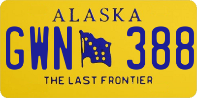 AK license plate GWN388