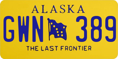AK license plate GWN389