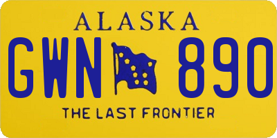 AK license plate GWN890