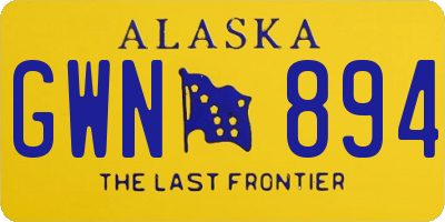 AK license plate GWN894