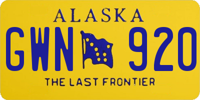 AK license plate GWN920