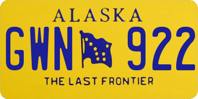 AK license plate GWN922