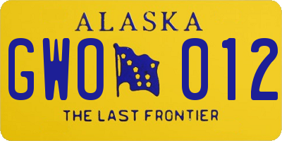 AK license plate GWO012