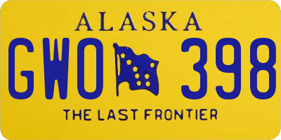 AK license plate GWO398
