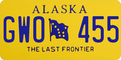 AK license plate GWO455