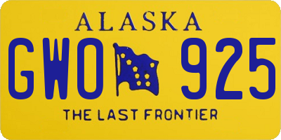 AK license plate GWO925