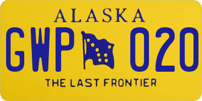 AK license plate GWP020