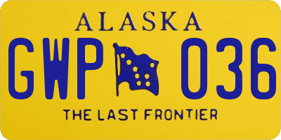 AK license plate GWP036