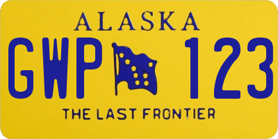 AK license plate GWP123