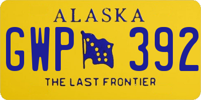 AK license plate GWP392