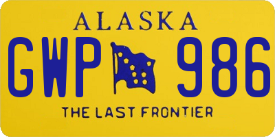 AK license plate GWP986