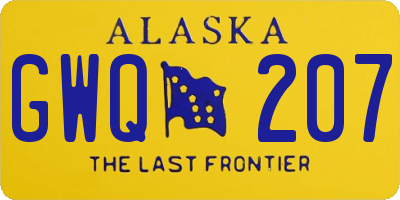AK license plate GWQ207