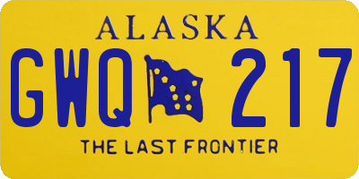 AK license plate GWQ217
