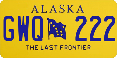 AK license plate GWQ222