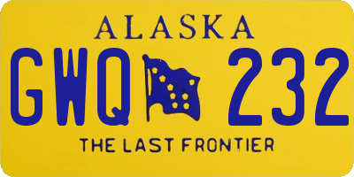 AK license plate GWQ232